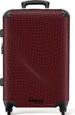Produktbild von NoBoringSuitcases.com Hartschalen Koffer Mittelgroß 67x43x25 cm, 72L, Abstrakte Drucke für Männer: Rot mit gewellten abstrakten Linien, Reisekoffer mit 4 Rollen