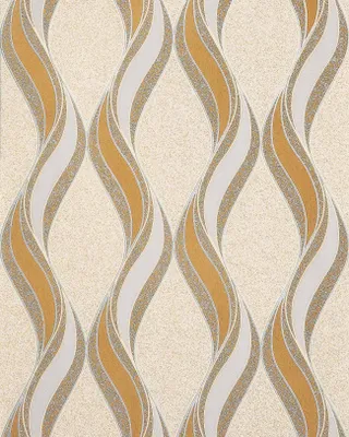 Produktbild von EDEM 1025-11 Tapete geschwungene Linien Ornamente senfgelb beige grau silber