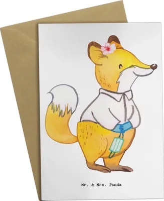 Produktbild von Mr. & Mrs. Panda Glückwunschkarte Gynäkologin Herz - Weiß - Geschenk, einladungskarten, hochzeitskarten, Ärztin, Grußkarte, weihnachtskarten, Arztpraxis, babykarte, krank