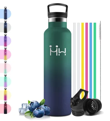 Produktbild von Motswedi Trinkflasche aus Edelstahl, 1 Liter, Thermosflasche, mit Trinkhalm, isolierte Trinkflasche
