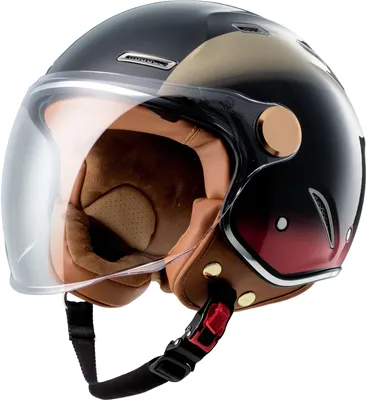 Produktbild von Burnout Jethelm Motorrad Größe M -57-58cm - Heritage Sunset, Schwarz Glänzend, ECE 22.06, Doppelvisier mit Sonnenvisier, Belüftungssystem, Komfort-Innenfutter