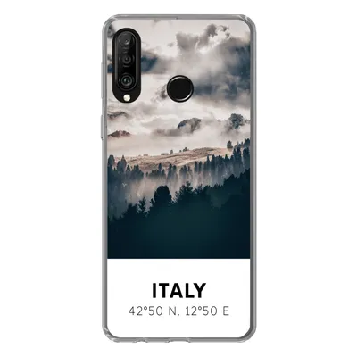 Produktbild von MuchoWow® Handyhülle Schutzhülle Hülle für Huawei P30 Lite Italien - Nebel - Wald - Baum Silikon Softcase Handy Hülle - Handyhülle
