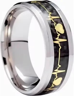 Produktbild von EKG Ring Silber/Schwarz 52mm - Uni Schmuck KP31780