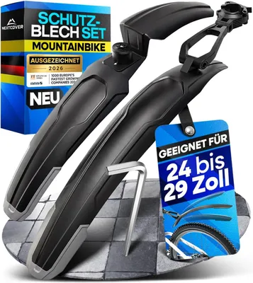 Produktbild von Nextcover Fahrrad Schutzblech Set für Mountainbike, vorne & hinten, abnehmbar, inkl. Anleitung & Werkzeug, für 24-29 Zoll