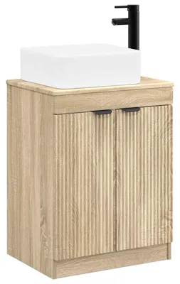 Imagen del producto de vidaXL Juego de muebles de baño en estilo Sonoma, fabricado con material de madera