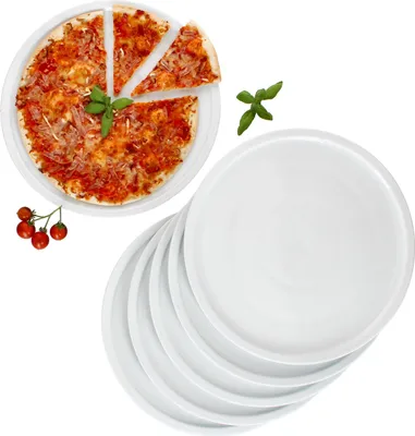 Produktbild von 6er Set Bianco XL Pizzateller Ø33,5cm 6 Personen Teller weiße große Platte