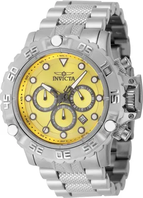 Obrázek produktu pro Invicta Subaqua - Poseidon 47180 Pánské Hodinky - Quartz Hnutí - Nerezová Ocel s Žlutým Ciferníkem - 55 mm