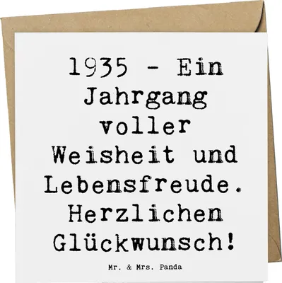 Produktbild von Mr. & Mrs. Panda faltkarte Spruch 1935 Geburtstag - Weiß - Geschenk, Alter, Jahrgang, Glückwunsch, Grußkarte, Nostalgie, Geburtstagsjahr, Geburtstagsfeier, Happy Birthday