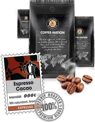 Produktbild von Kaffee ESPRESSO CACAO von Coffee-Nation, 500g Bohnen