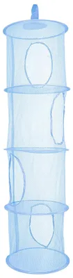 Image de Étagère suspendue à 4 compartiments, avec panier de rangement en filet pliable, sac en filet et organiseur suspendu pour peluches, jouets, salle de bain, chambre d'enfant, balcon