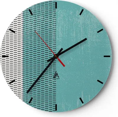 Produktbild von Wanduhr - Rund - Glasuhr - Abstraktion Modern Striche - 40x40cm - Schleichendes Uhrwerk - Lautlos - zum Aufhängen bereit - Dekoration Modern - Wanddekoration aus Glas - C3AR40x40-4639
