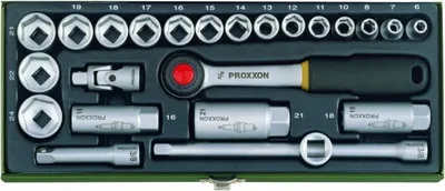 Produktbild von Proxxon Steckschlüssel Satz mit Ratsche CV 24-tlg 3/8' Schlüsselweite 6-21 mm 23110