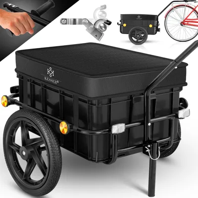 Produktbild von KESSER® Fahrradanhänger Lastenanhänger Handwagen mit Kupplung Hochdeichsel für Fahrrad Transportanhänger Transportbox mit 70 Liter Volumen Max. 60kg  für Fahrräder mit 26'' - 28''