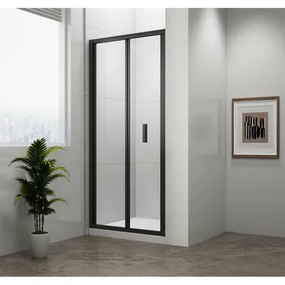 Produktbild von Polysan EASY BLACK Duschfalttür 900mm, Klarglas