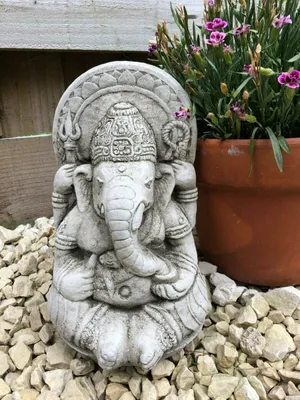 Immagine prodotto di Piccola statua di Ganesh in pietra ricostituita, ideale per il giardino