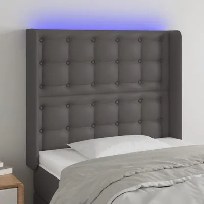 Produktbild von The Living Store LED Kopfteil Grau 83x16x118/128 cm Kunstleder