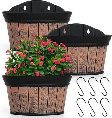 Produktbild von Famanu Wandvase Set 3-teilig - Distressed Eichenoptik, Kunststoff, braun
