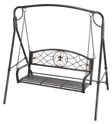 Produktbild von Gartenschaukel Für 2 Personen, Hollywoodschaukel, Schaukelbank, Metall, Bronze, 167 X 123 X 175 Cm