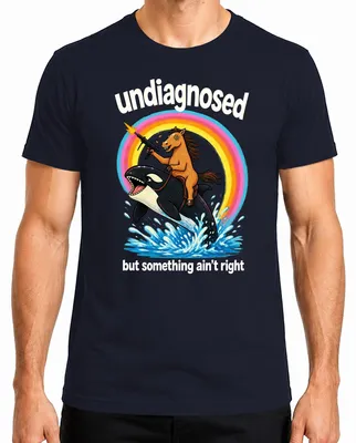 Produktbild von Undiagnosed But Something Ain't Right Pferd Statement Sarkasmus Herren T-Shirt, Navy, S