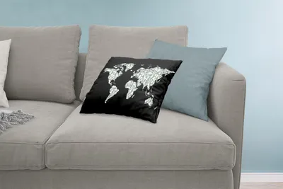 Produktbild von MuchoWow® Zierkissen Sofakissen Wohnzimmer Dekokissen 60x40 cm Weltkarte - Blätter - Natur - Kopfkissen - Polster mit Foto