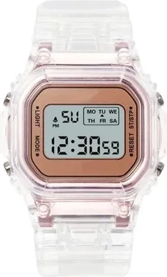 Produktbild von Stylische transparente Digitaluhr in Rosa - Leicht und hautfreundlich KP21646