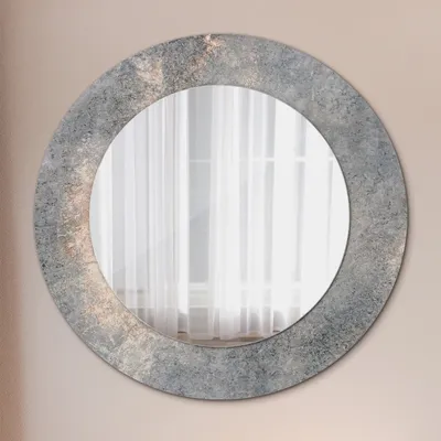 Produktbild von Runder Spiegel mit Modernem Aufdruck - Dekospiegel Wandmontage -Vintage Beton- Ø60cm