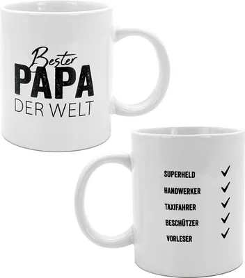 Produktbild von Tasse Bester Papa Kaffeetasse Becher Aufdruck Geschenk Teetasse 12x9,5cm