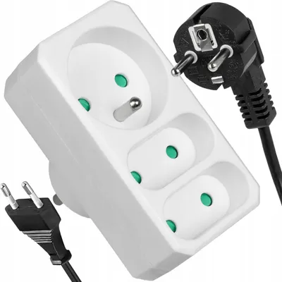 Zdjęcie produktu dla Vayox Rozgałęźnik Elektryczny VA0135 | 3 Gniazda | 2x Euro 1x Z Uziemieniem | Biały