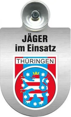 Produktbild von Einsatzschild mit Saugnapf - Jäger im Einsatz - 393821 incl. Regionenwappen Color - Region Thüringen