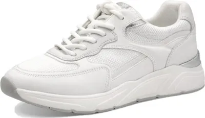 A white sneaker is shown against a white background.