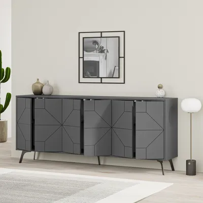 Zdjęcie produktu dla Skye Decor, Dune - Anthracite, konsola, antracyt, 100% POWŁOKA MELAMINOWA, 183,8 x 35 x 77,4 cm