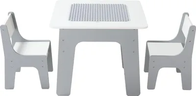 Produktbild von SucceBuy Kindertisch 597x597x495 mm, 4-in-1-Aktivitätstisch mit doppelseitiger Tischplatte für Graffiti und Bausteine, Spieltisch mit Stauraum, inklusive 2 Stühlen, geeignet für Kinder ab 3 Jahren, weiß