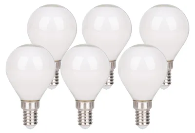 Produktbild von 6er-Set LED Leuchtmittel "DAFFY" H: 7,7cm warmweiß - E14, 4 Watt, 400 Lumen, Metall und Glas, weiß – dimmbar