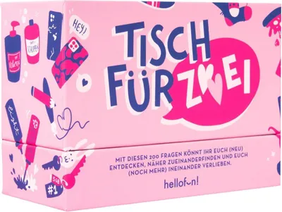 Produktbild von Hellofun! | Tisch für Zwei | Quiz für Paare | Paar Spiele für Paare | Gesellschaftsspiele für Erwachsene | Paarspiel Erwachsene | Spiel der Liebe | Ich liebe dich Geschenk | Für 2 Personen ab 18