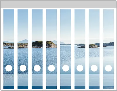 Produktbild von Wallario Ordnerrücken Sticker, selbstklebend für schmale Ordner, 8 Stück, Motiv Felsen im Meer