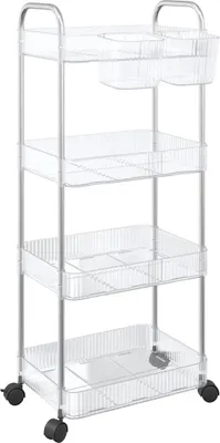 Produktbild von vidaXL Aufbewahrungswagen 4 Etagen Transparent 37x28x95 cm Acryl