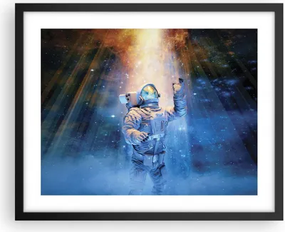 Produktbild von Gerahmtes Poster - Schwarzer Rahmen - Astronaut Licht Kosmos - 50x40 cm - Wand Bild - Wanddeko - Wandbilder - Kunstposter - Wandposter - Bilderrahmen - Bilder - Kunstdruck - P2BAA50x40-4672