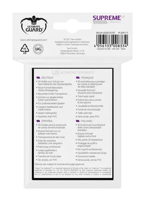 Produktbild von Ultimate Guard Supreme UX Sleeves Standardgröße Black (50)