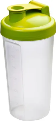 Produktbild von Shaker 600 ml "Protein" - Gym Shaker für Eiweiß- & Sportgetränke - inkl. herausnehmbarem Sieb & praktischer Skala - einfach zu reinigen - lemon/transparent