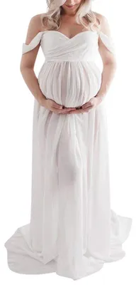 Image de Robe de photographie de grossesse pour allaitement, avec décolleté en V