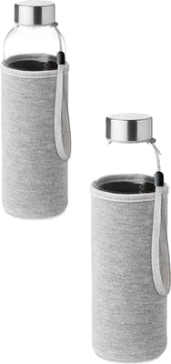 Produktbild von Wasserflasche – Trinkflasche – Sportflasche – mit weichem Neopren-Überzug – Glas – mit Edelstahlverschluss – 500 ml – 2 Stück