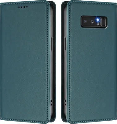 Image de Étui en cuir pour Samsung Galaxy Note 8, étui à rabat magnétique en cuirPolyuréthaneavec support, vert
