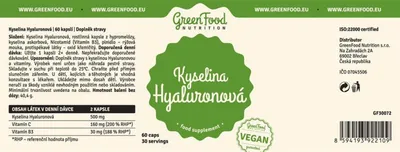 Produktbild von GreenFood Nutrition Hyaluronsäure 60 Kapseln