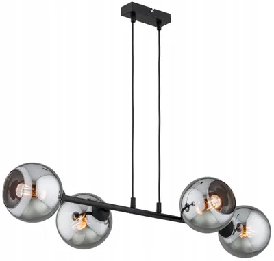 Produktbild von KAR-LIGHTING Balken-Pendelleuchte 4-flammig Schwarz Glas & Metall – Höhenverstellbar für Esstisch & Arbeitsflächen – E27