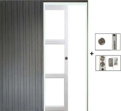 Immagine prodotto di Porta scorrevole Kenya bianca con vetro trasparente H204 x L73 cm, a scomparsa (senza kit di finitura) Gd Menuiseries