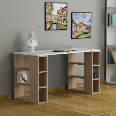Immagine prodotto di Sulpice - Scrivania, 140x60x75h cm Bianco, 6 Ripiani