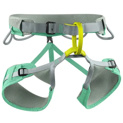 Klettergurt "Jayne III" von Edelrid in mintgrün mit verstellbaren Beinschlaufen und Sicherheitsverschluss.