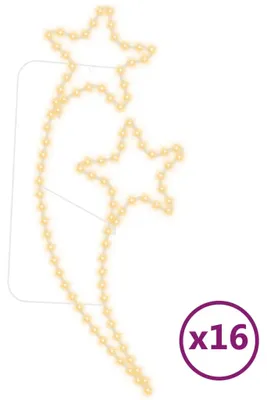 Imagen del producto de vidaXL, Guirnalda de luces, 16 unidades, forma de estrella, luz blanca cálida, 125,5 x 53 x 4,5 cm