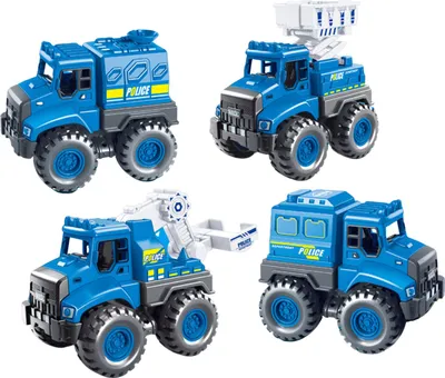 Produktbild von OKWISH Spielfahrzeuge Kinder, Polizei Rettungswagen mit Aufzug, Inertialauto für Jungen, Lernspielzeug, Robustes Fahrzeug mit Spaßfaktor für Kinder ab 3 Jahren