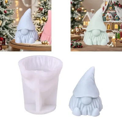 Produktbild von Silikonformen, Gussformen, Wichtel, Weihnachten, selbstgemachte Kerzen, Gips, 3D-Weihnachtsmann